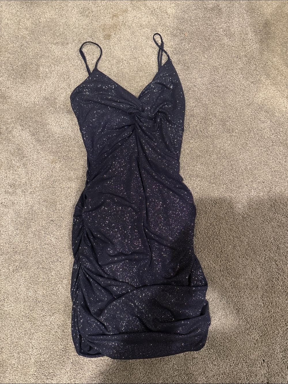 Lucy in the Sky Navy Glitter Twist-Front Mini Dress